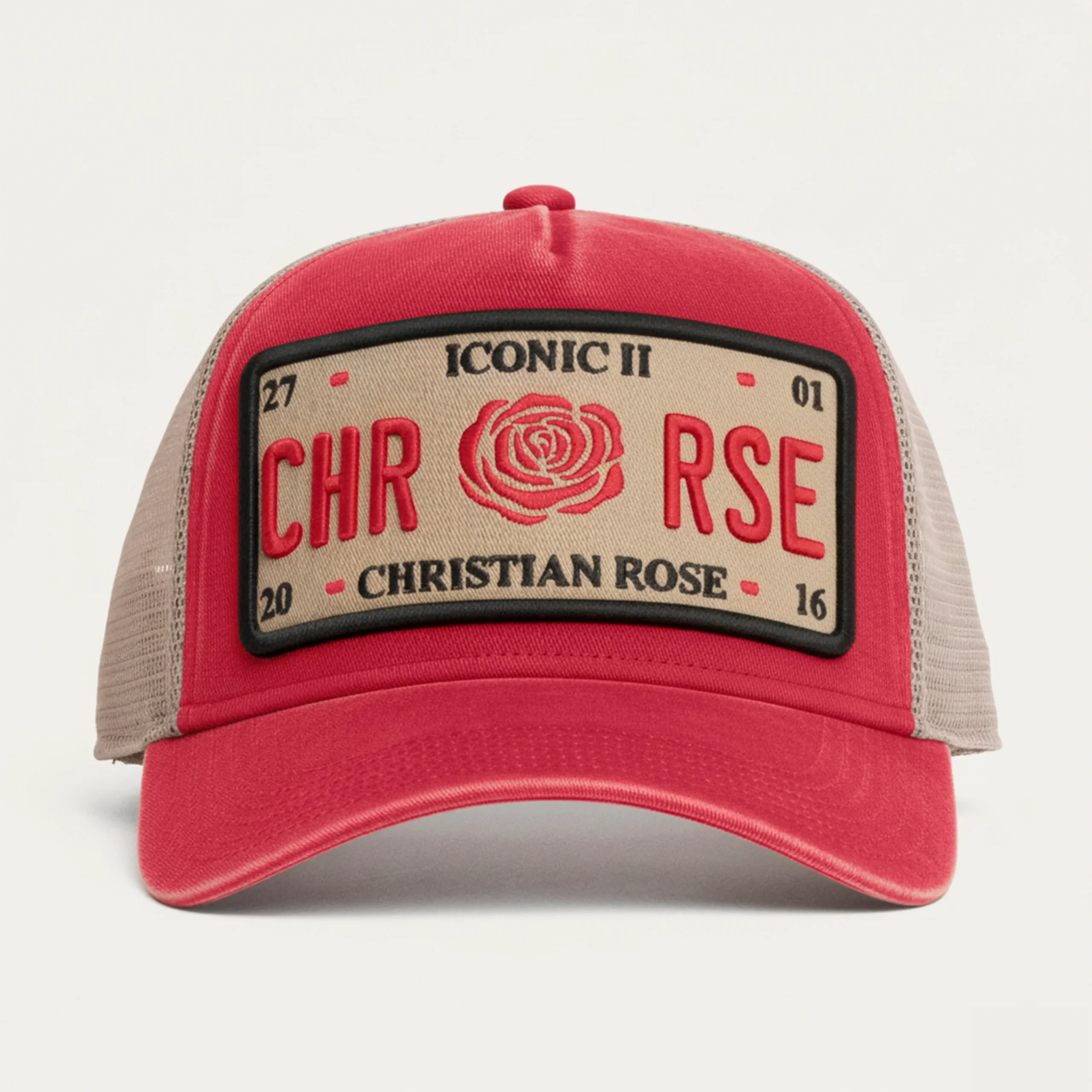 Christian Rose - Iconic II Trucker Cap - Red/Cream/Red - Image 2