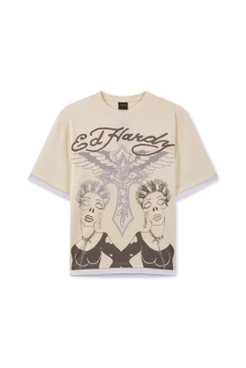 Ed Hardy - Punk Graphic Double Layer T-Shirt - Ecru