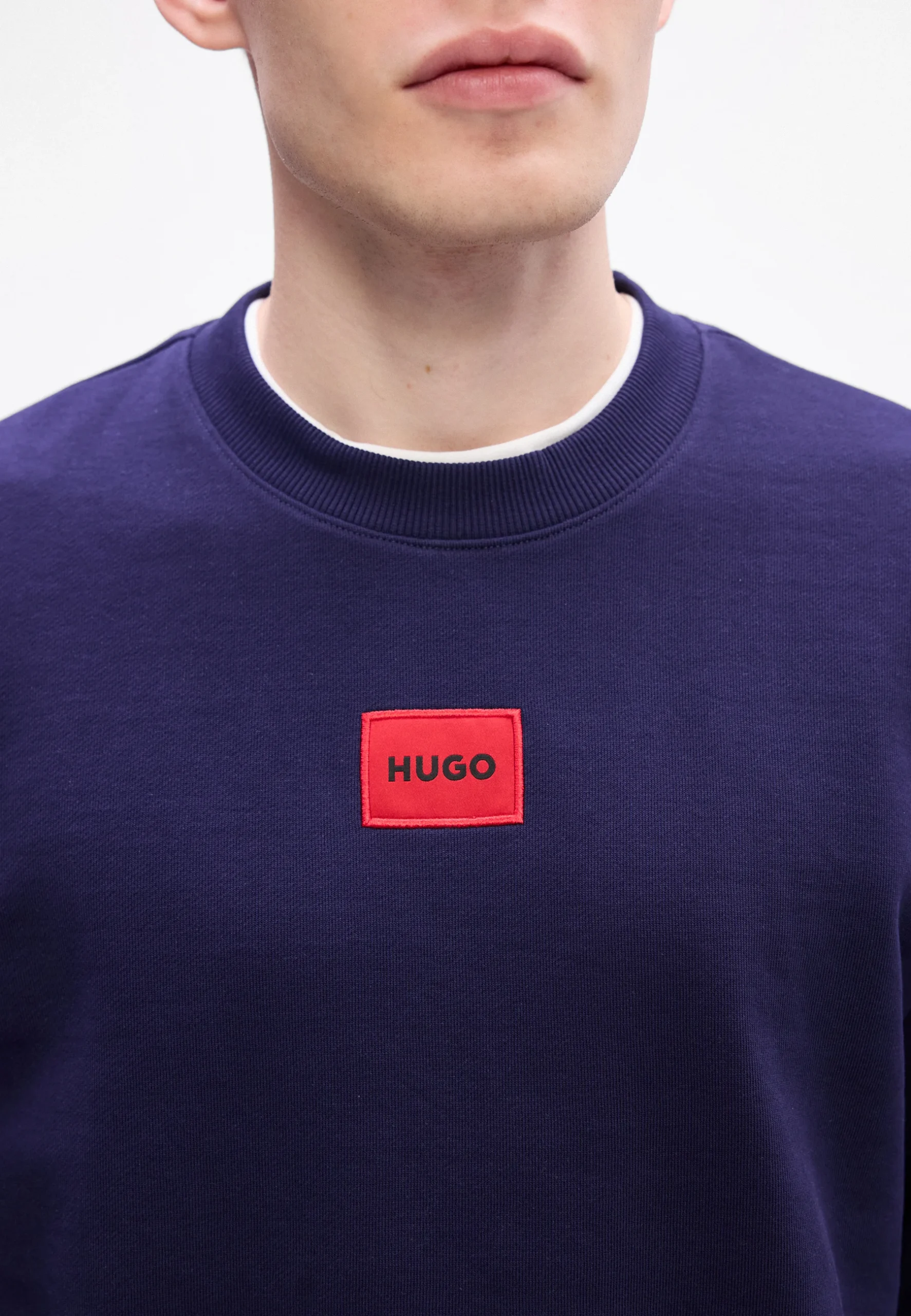 HUGO - Diragol Cotton Crewneck Sweatshirt - Navy - Image 2