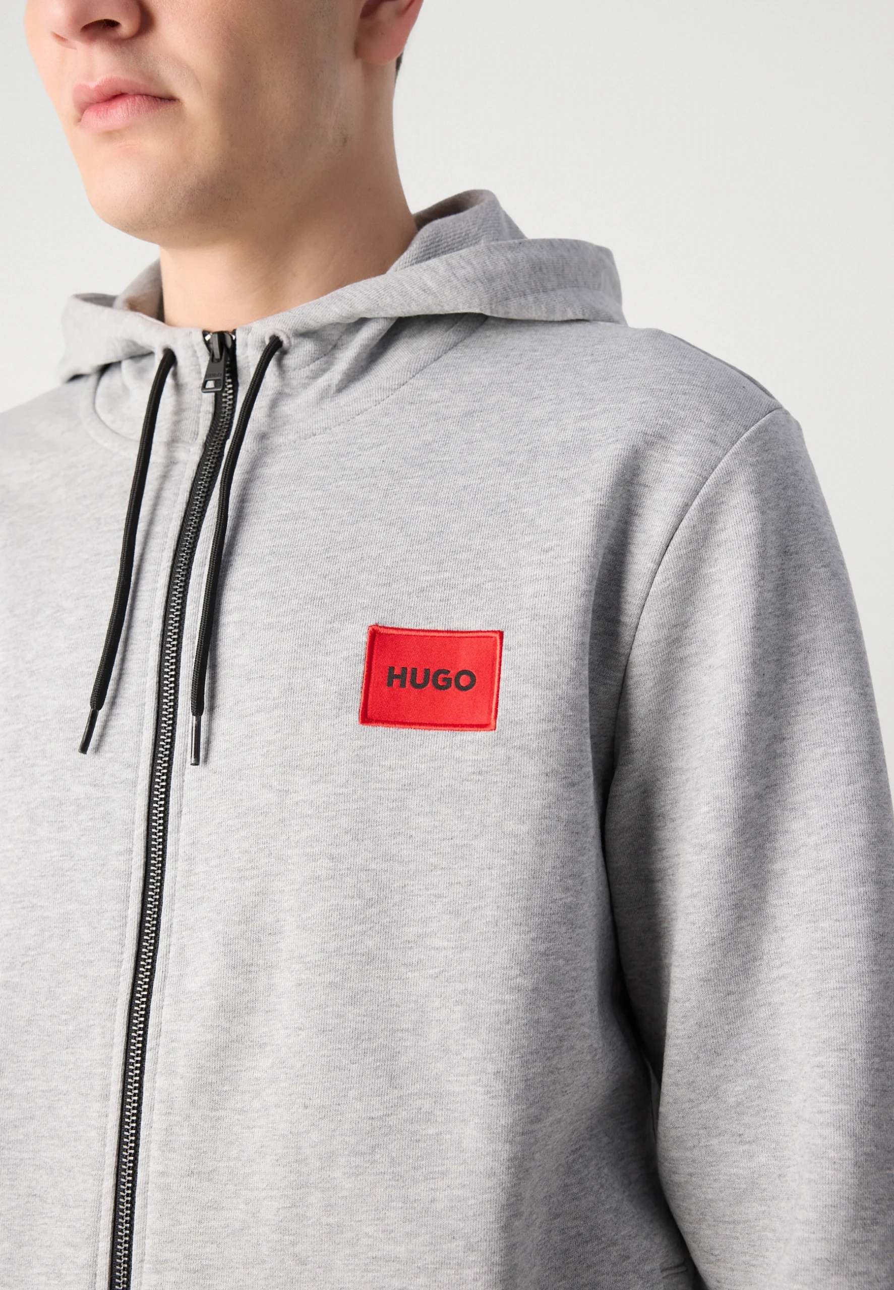 HUGO - Dapple Zip Through Hoodie - Grey - Image 3