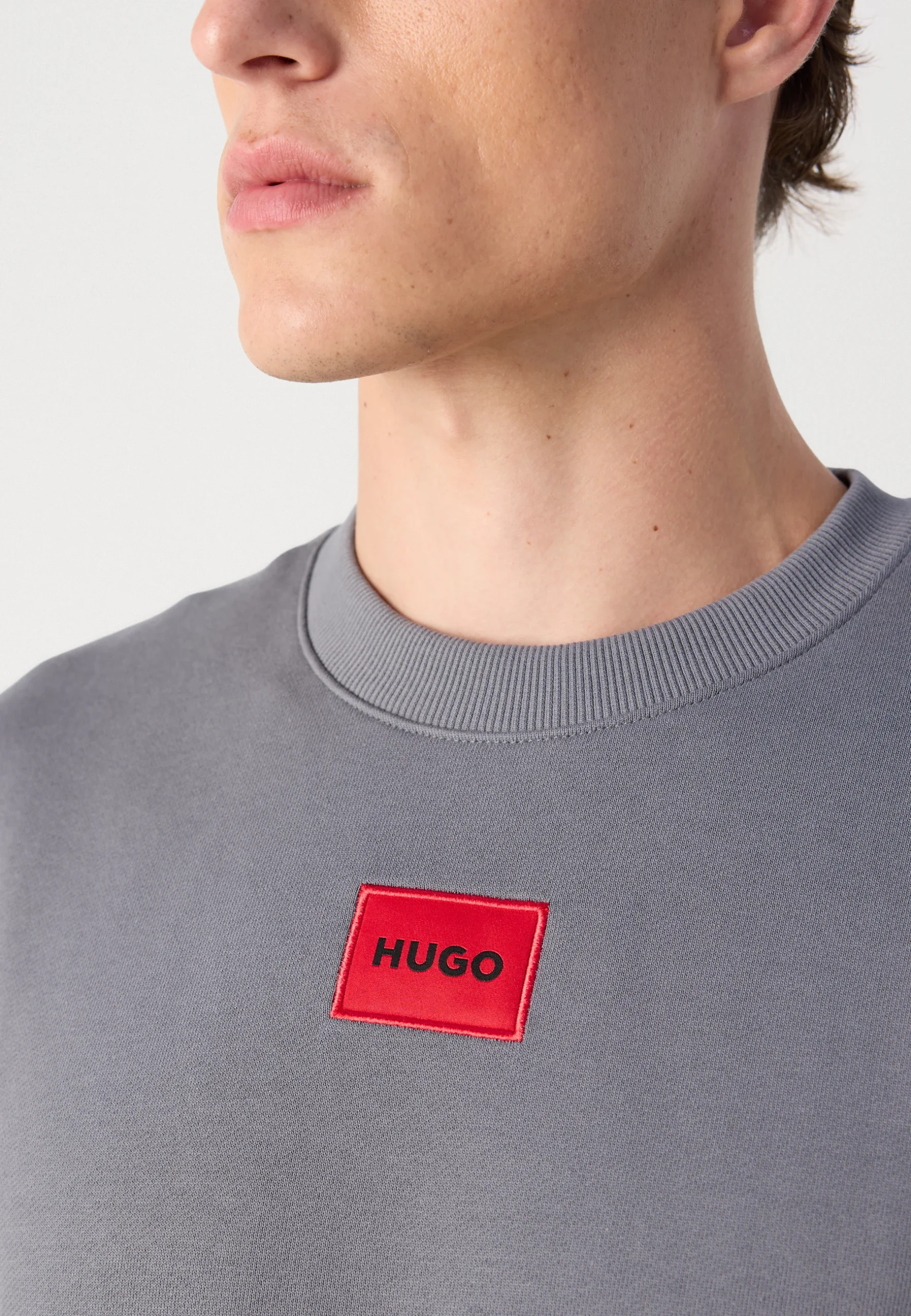 HUGO - Diragol Cotton Crewneck Sweatshirt - Grey - Image 4