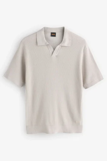 BOSS - Aravolo Knitted Polo Shirt - Open Grey