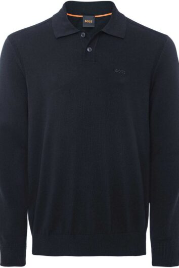 BOSS - ASAC Knitted Long Sleeved Polo Shirt - Blue