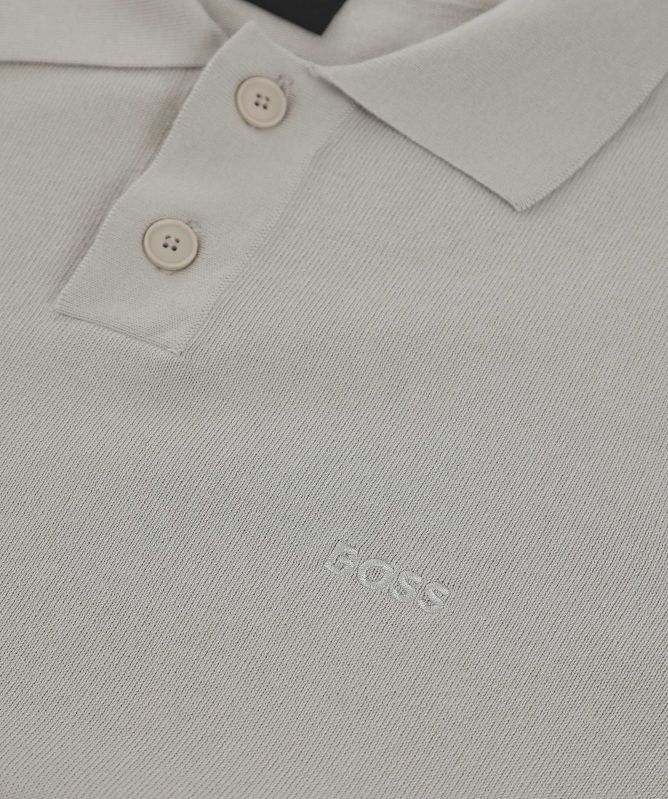 BOSS - ASAC Knitted Long Sleeved Polo Shirt - Open Grey - Image 2