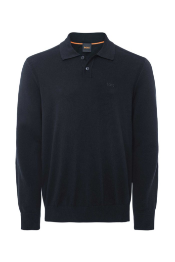 BOSS - ASAC Knitted Long Sleeved Polo Shirt - Blue
