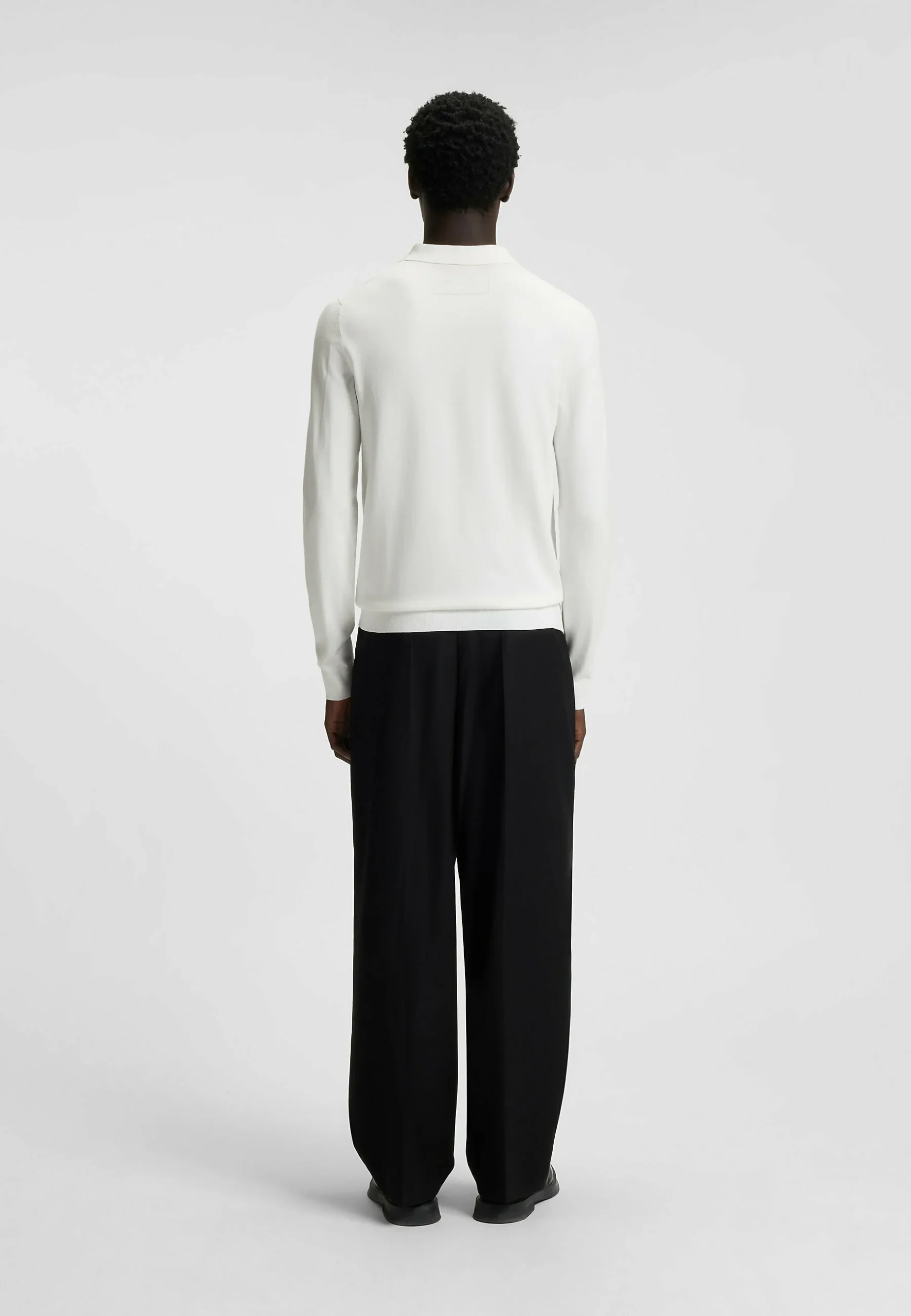 HUGO - San Pippo Knitted Long Sleeve Polo - Natural - Image 3