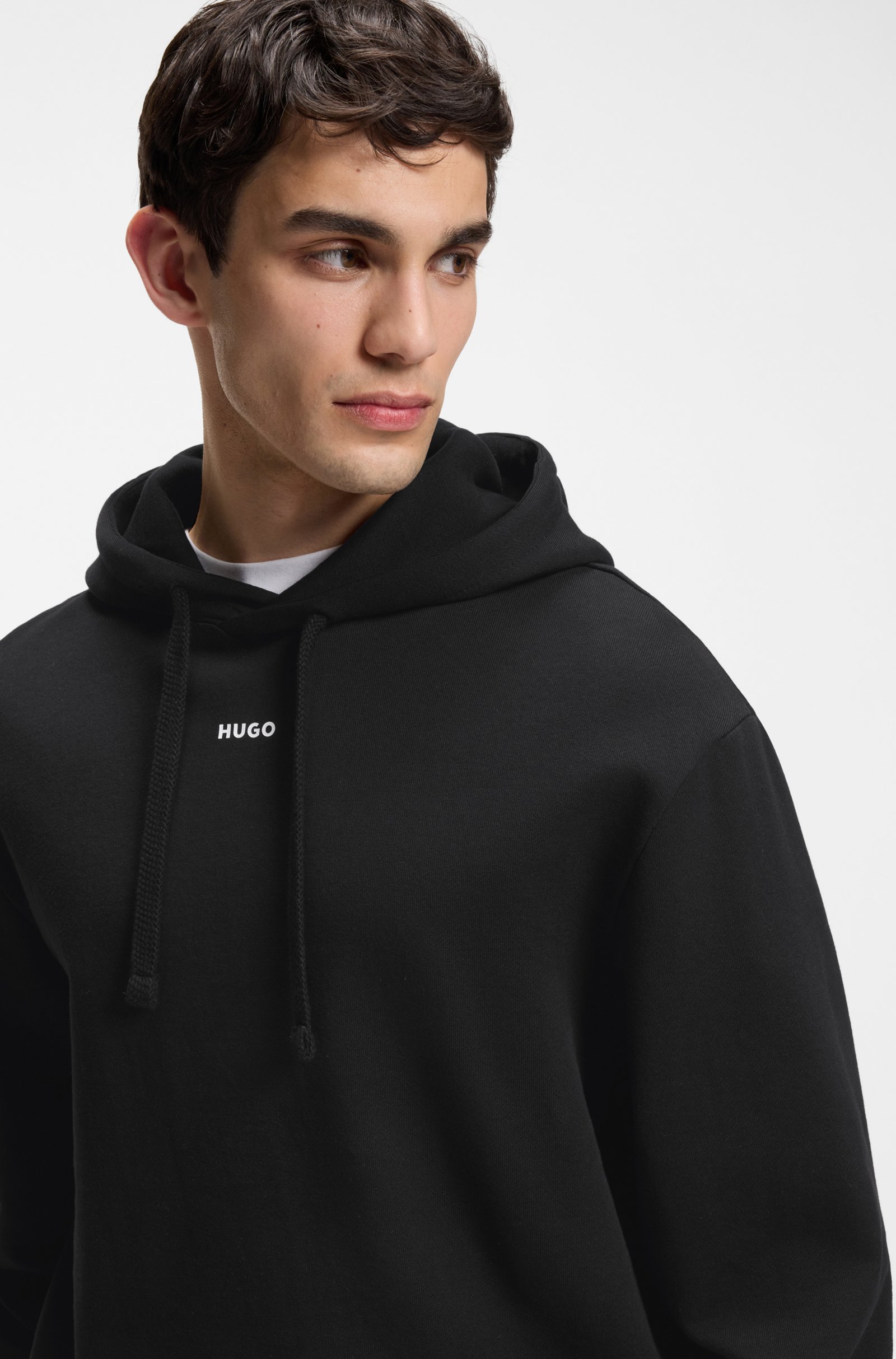 HUGO - Dapo Logo Print Hoodie - Black - Image 3