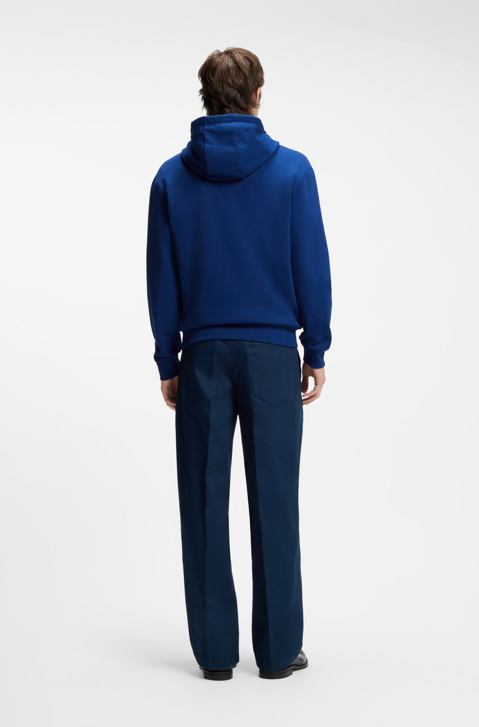 HUGO - Dapo Logo Print Hoodie - Blue - Image 4
