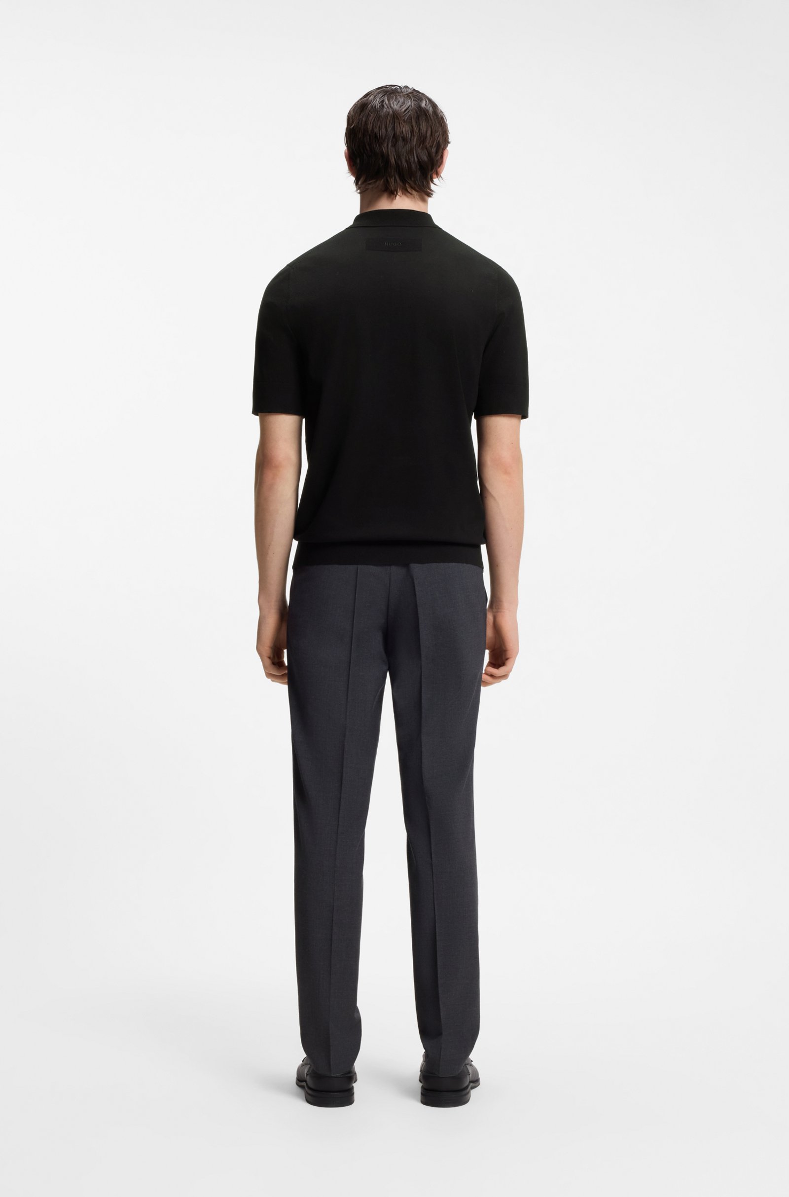 HUGO - San Peter Knit Polo Shirt - Black - Image 2