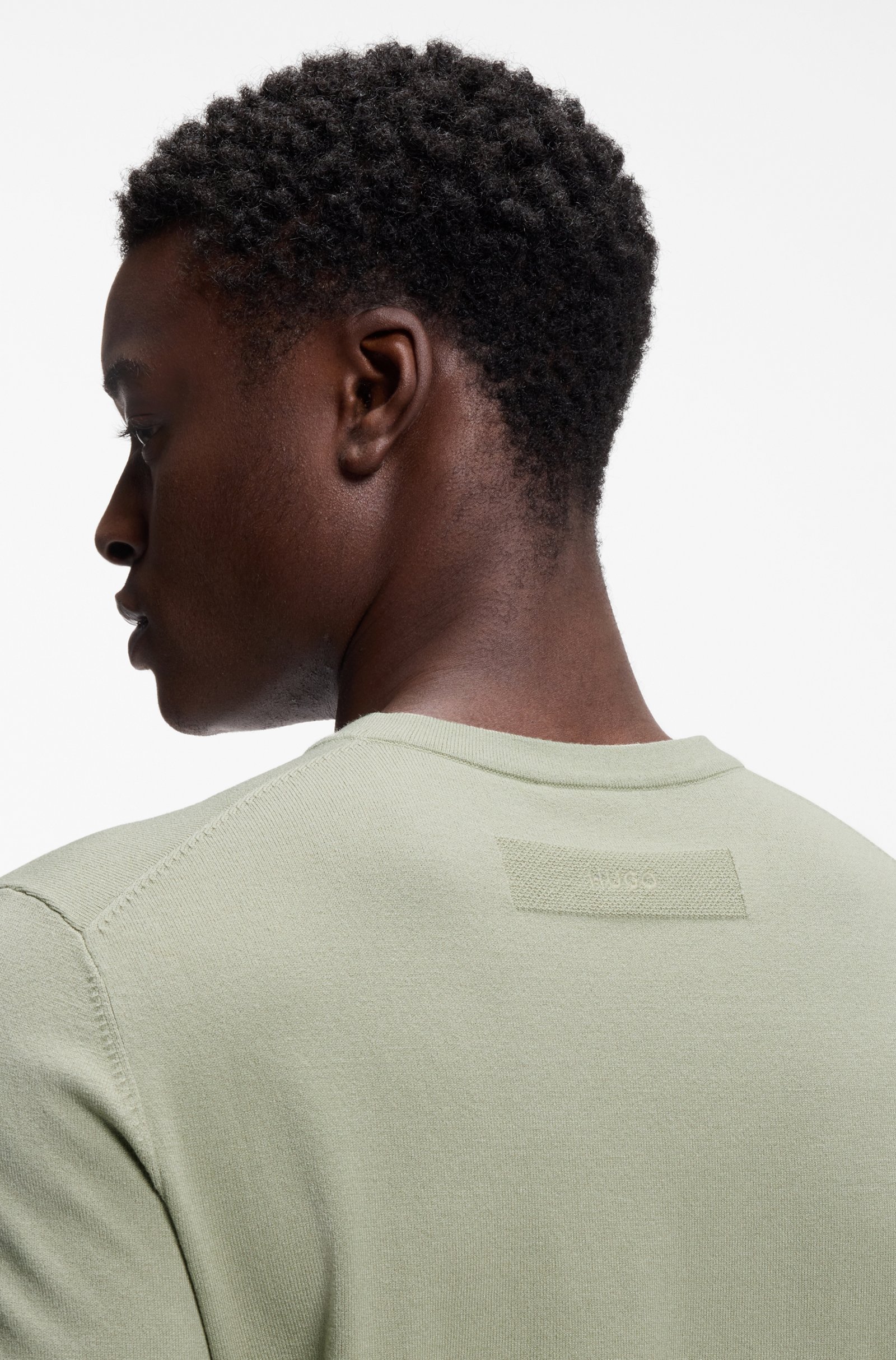 HUGO - San Carl Short Sleeved Sweater - Light Pastel Green - Image 3
