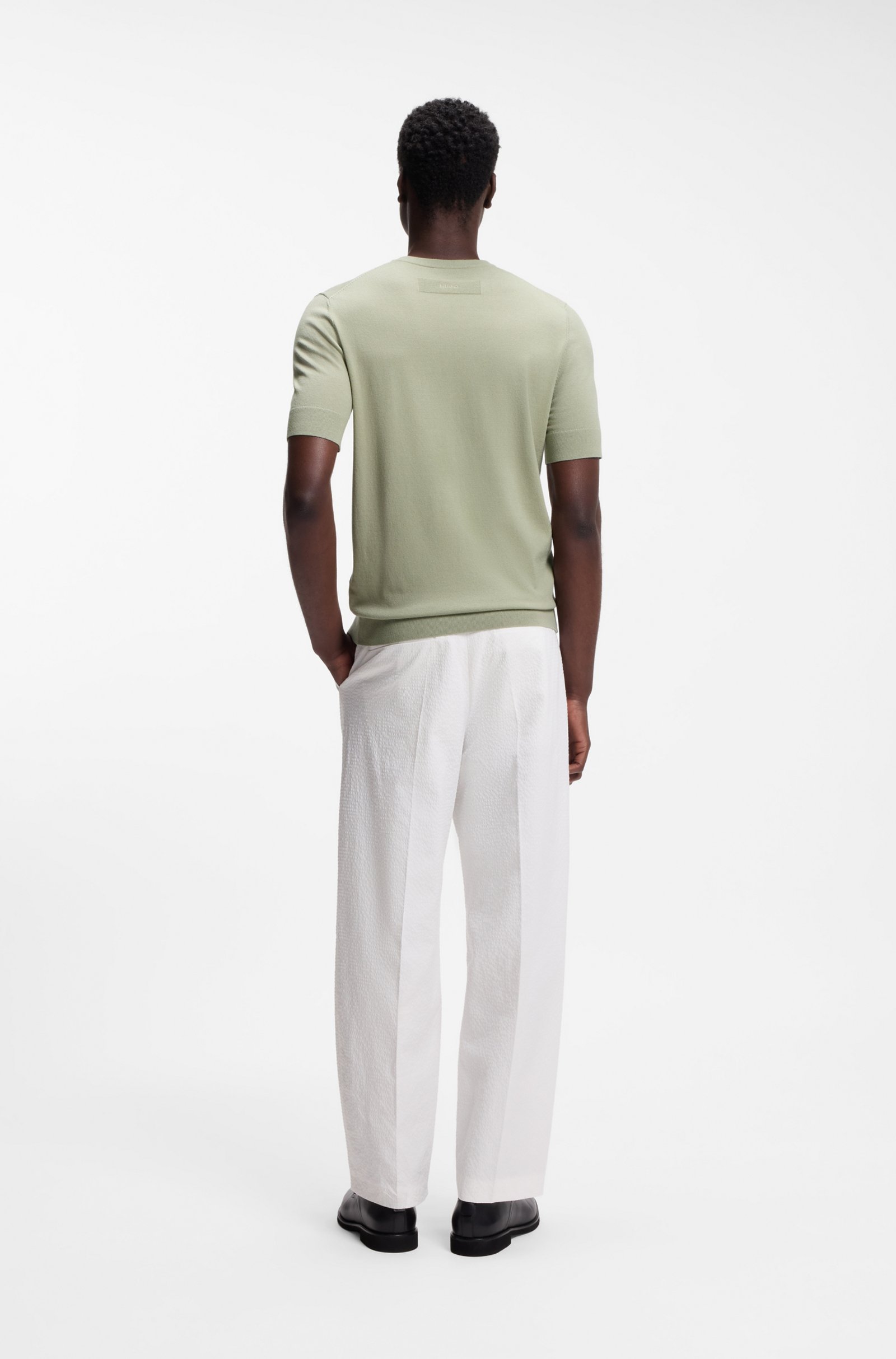 HUGO - San Carl Short Sleeved Sweater - Light Pastel Green - Image 4