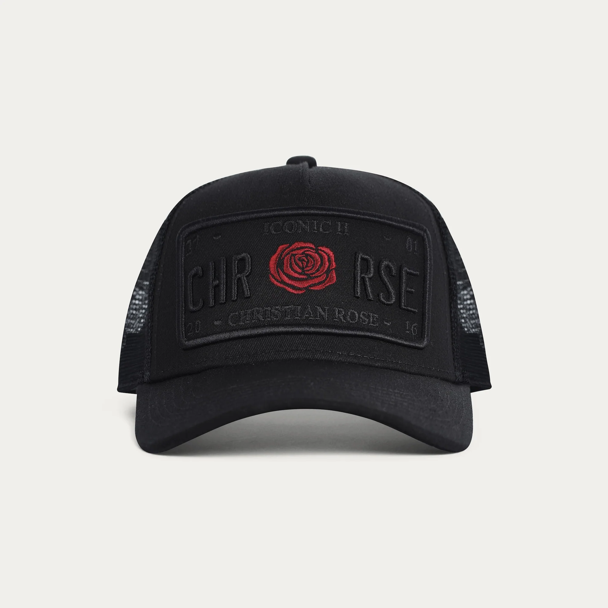 Christian Rose - Iconic II Red Rose Cap - Black/Black/Red - Image 2