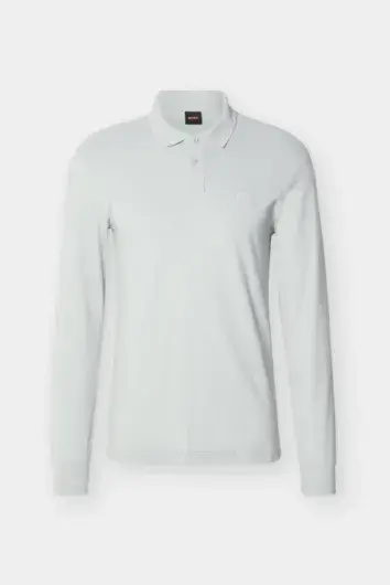 BOSS - Passerby Long Sleeved Polo Shirt - Silver