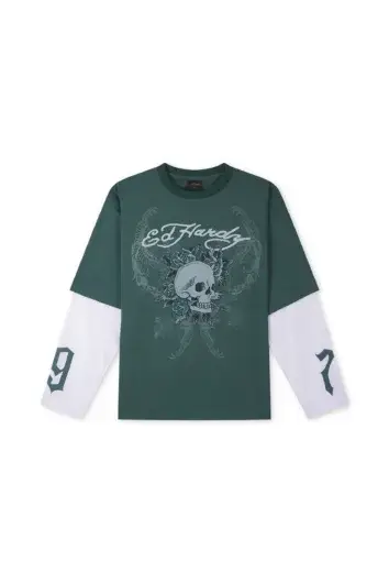Ed Hardy - 1971 Skull Double Layer T-Shirt - Green