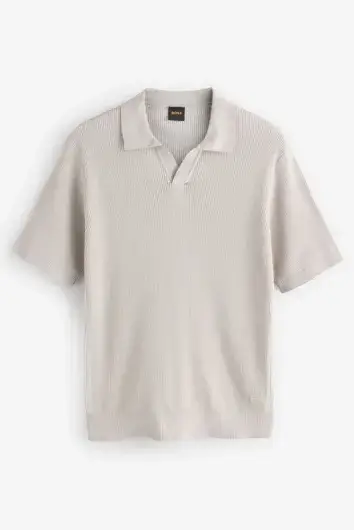 BOSS - Aravolo Knitted Polo Shirt - Open Grey