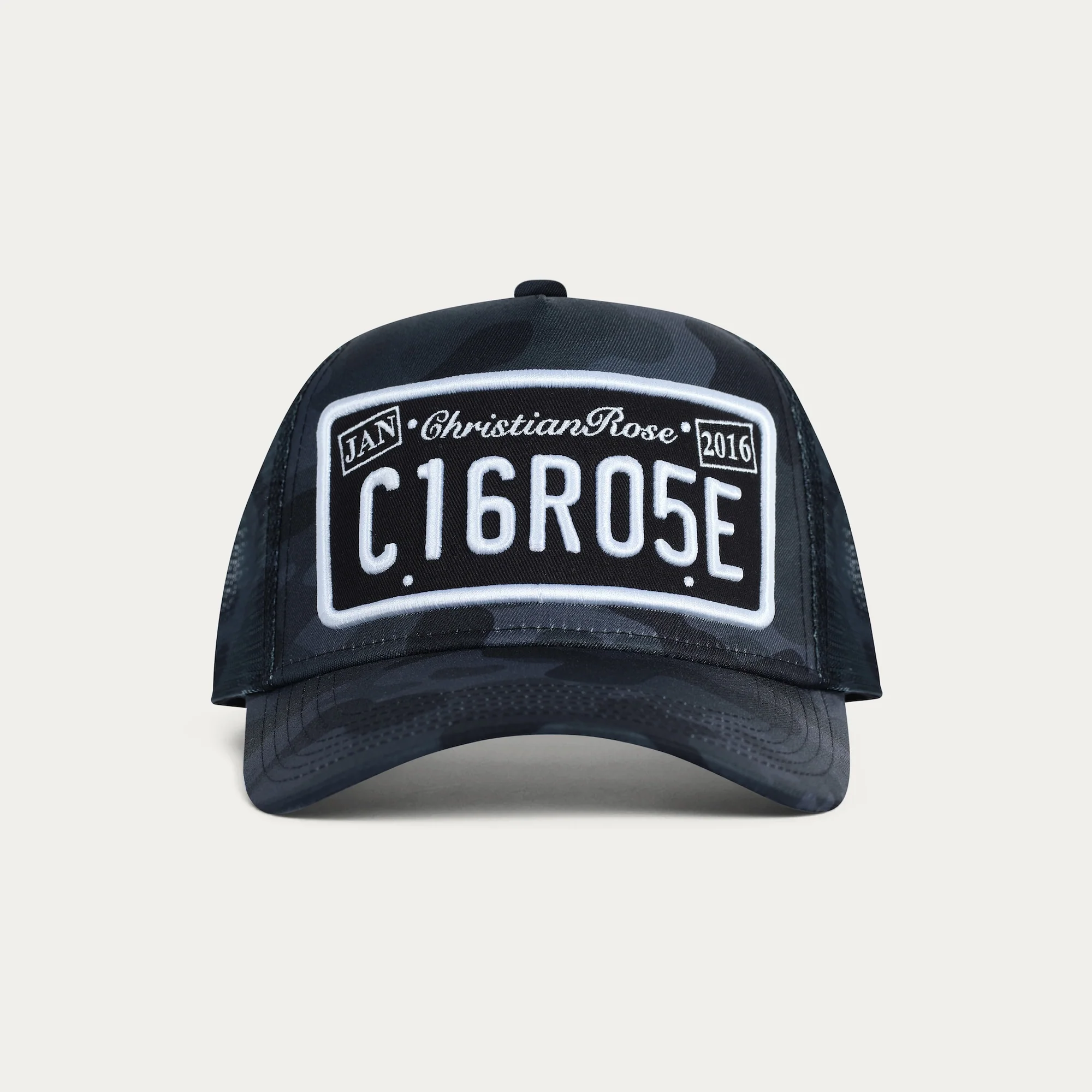 Christian Rose - Private Plate Trucker Cap - Black Camo - Image 2