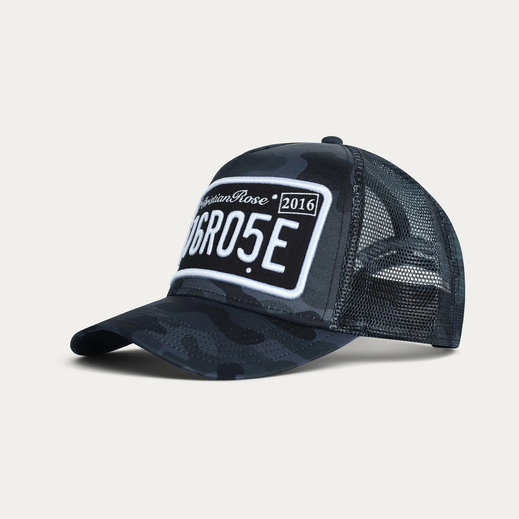 Christian Rose - Private Plate Trucker Cap - Black Camo - Image 3