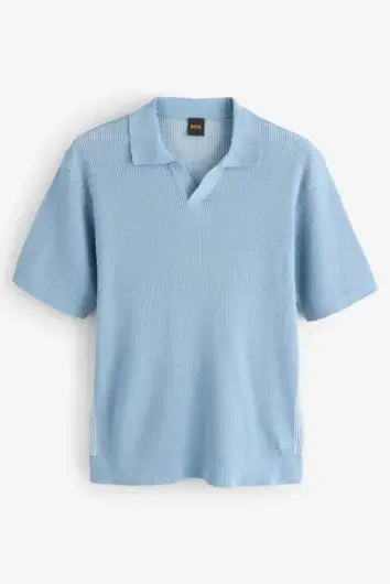 BOSS - Aravolo Knitted Polo Shirt - Light/Pastel Blue
