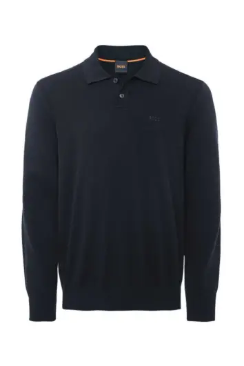 BOSS - ASAC Knitted Long Sleeved Polo Shirt - Blue