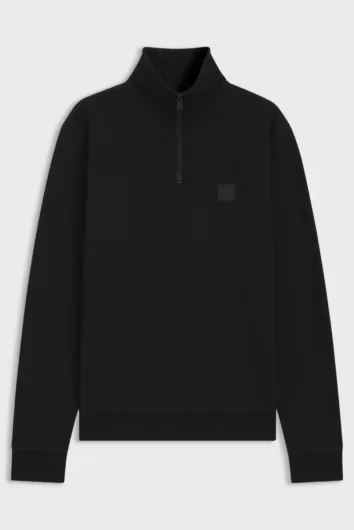 BOSS - ZeTrust 1/4 Zip Cotton Sweatshirt - Black