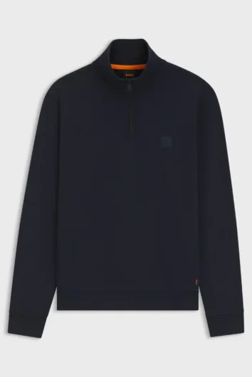 BOSS - ZeTrust 1/4 Zip Cotton Sweatshirt - Dark Blue