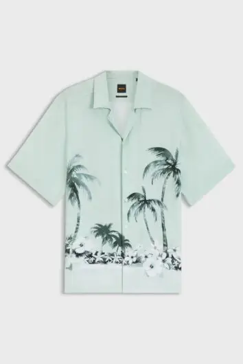 BOSS - Rayer Half Sleeve Print Shirt - Turquoise/Aqua