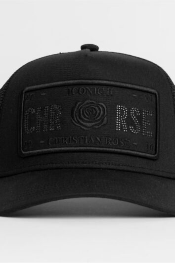Christian Rose - Half Rhinestone Trucker Cap - Black/Black