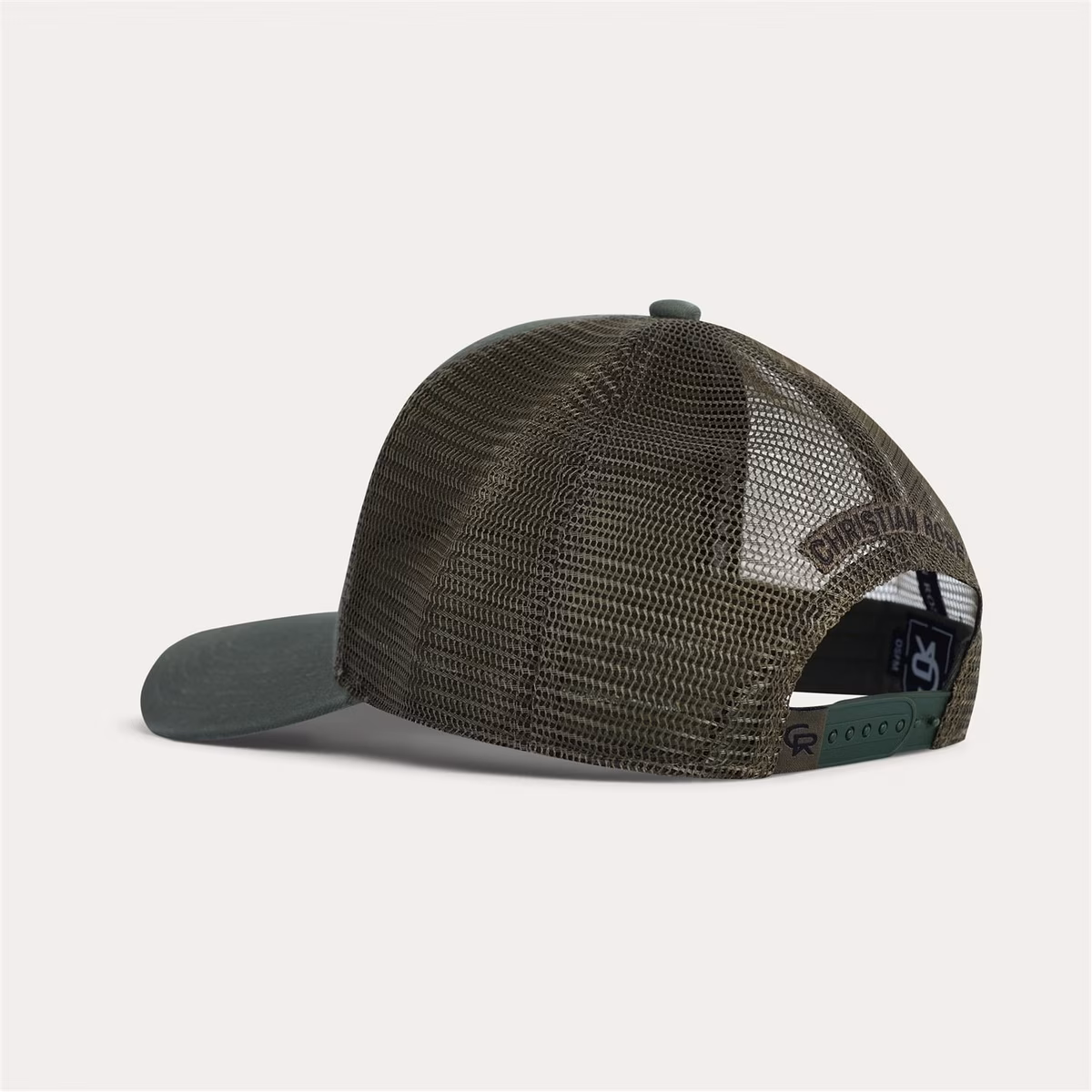 Christian Rose - Half Rhinestone Trucker Cap - Olive/Black - Image 4