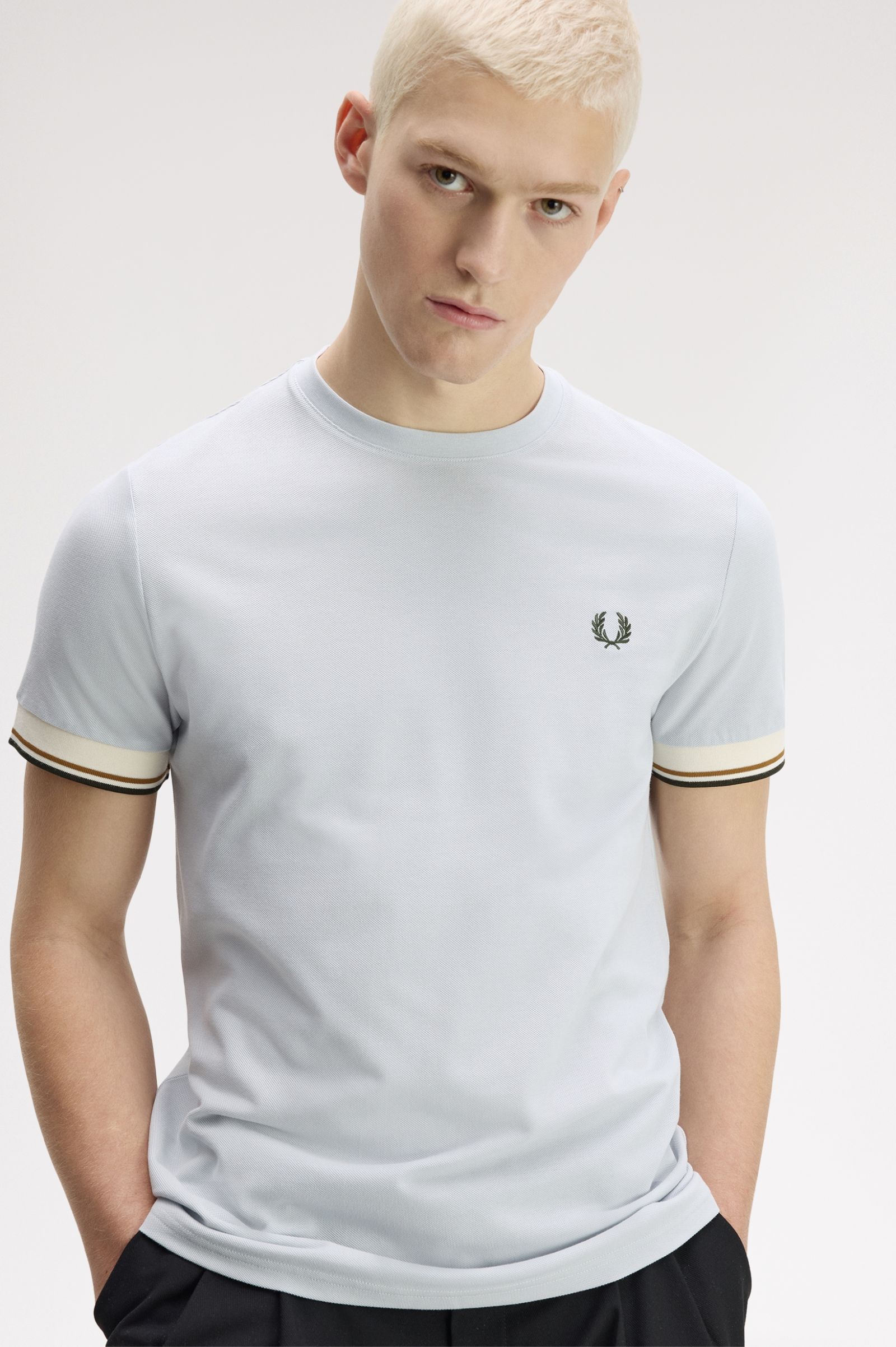 Fred Perry - Twin Tipped Cuff T-Shirt - Dusky Blue - Image 2
