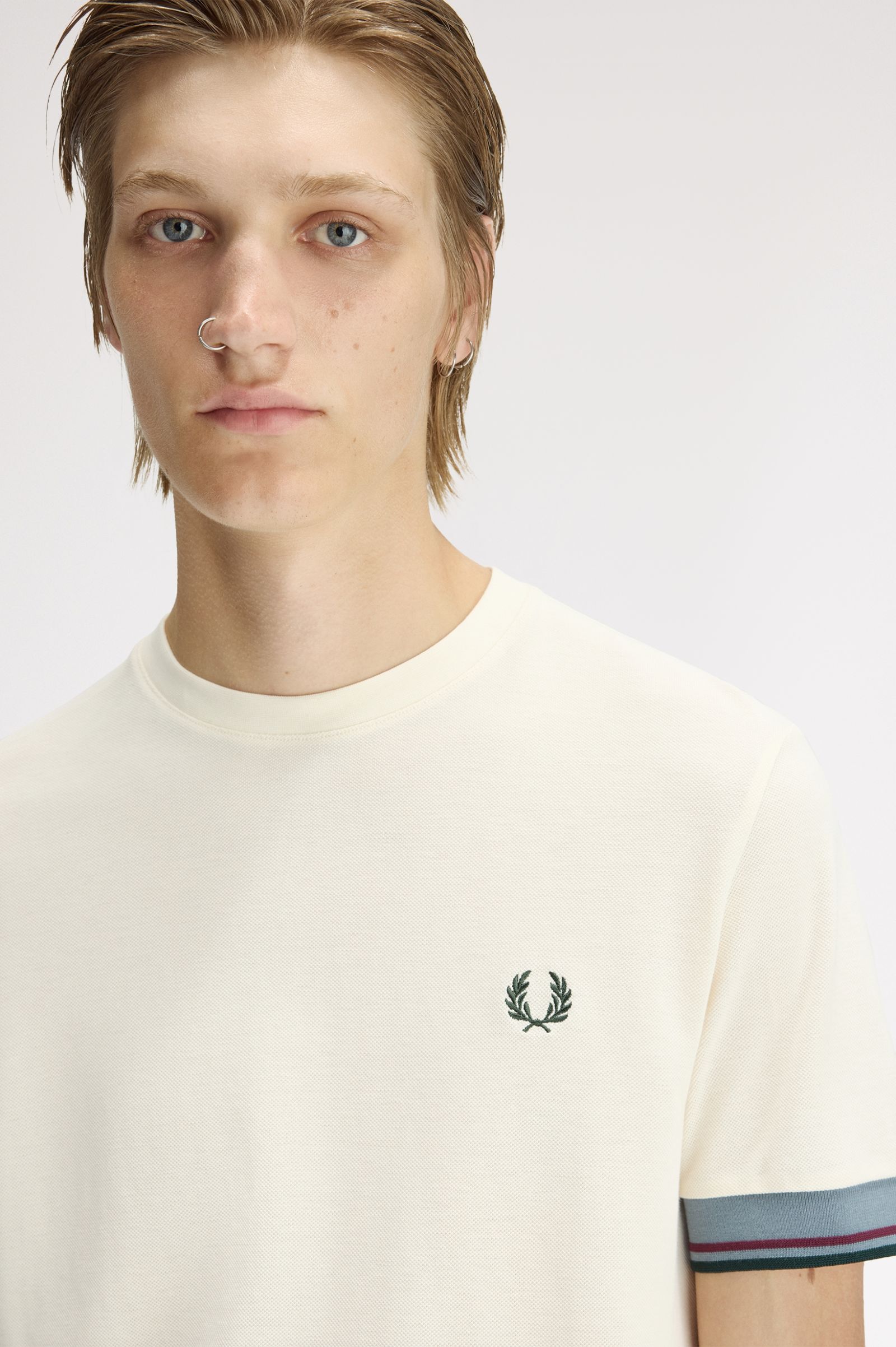 Fred Perry - Twin Tipped Cuff T-Shirt - Ecru - Image 3