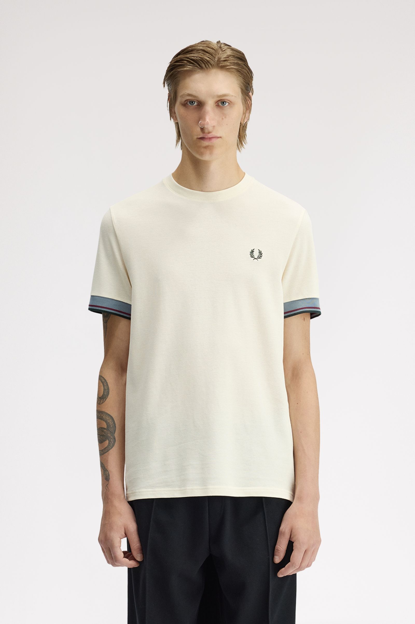 Fred Perry - Twin Tipped Cuff T-Shirt - Ecru - Image 7