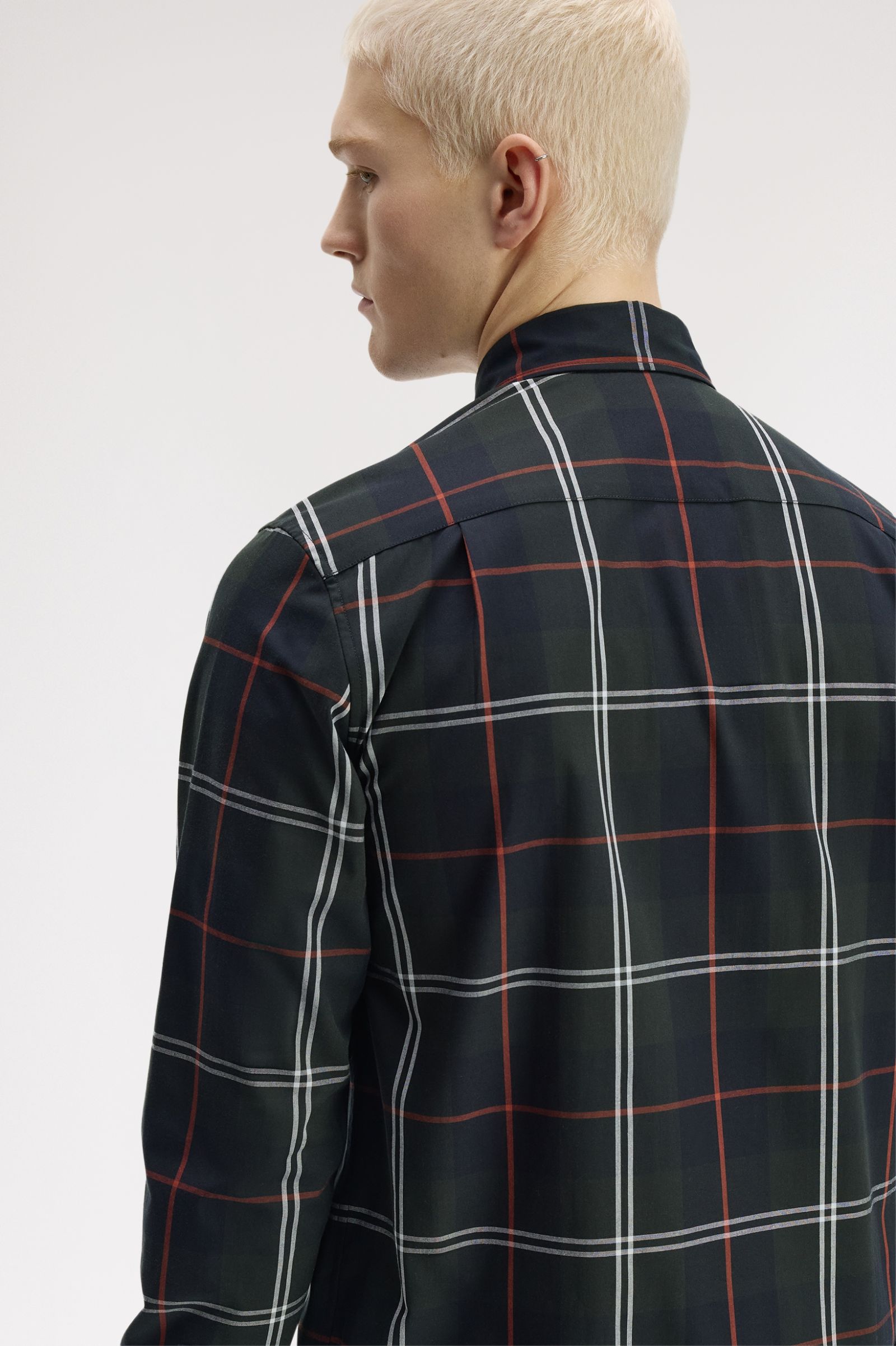 Fred Perry - Poplin Tartan Shirt - Night Green - Image 3