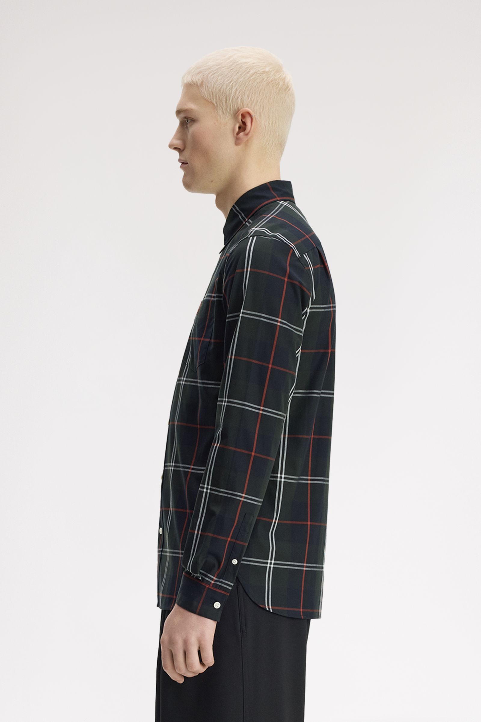 Fred Perry - Poplin Tartan Shirt - Night Green - Image 6