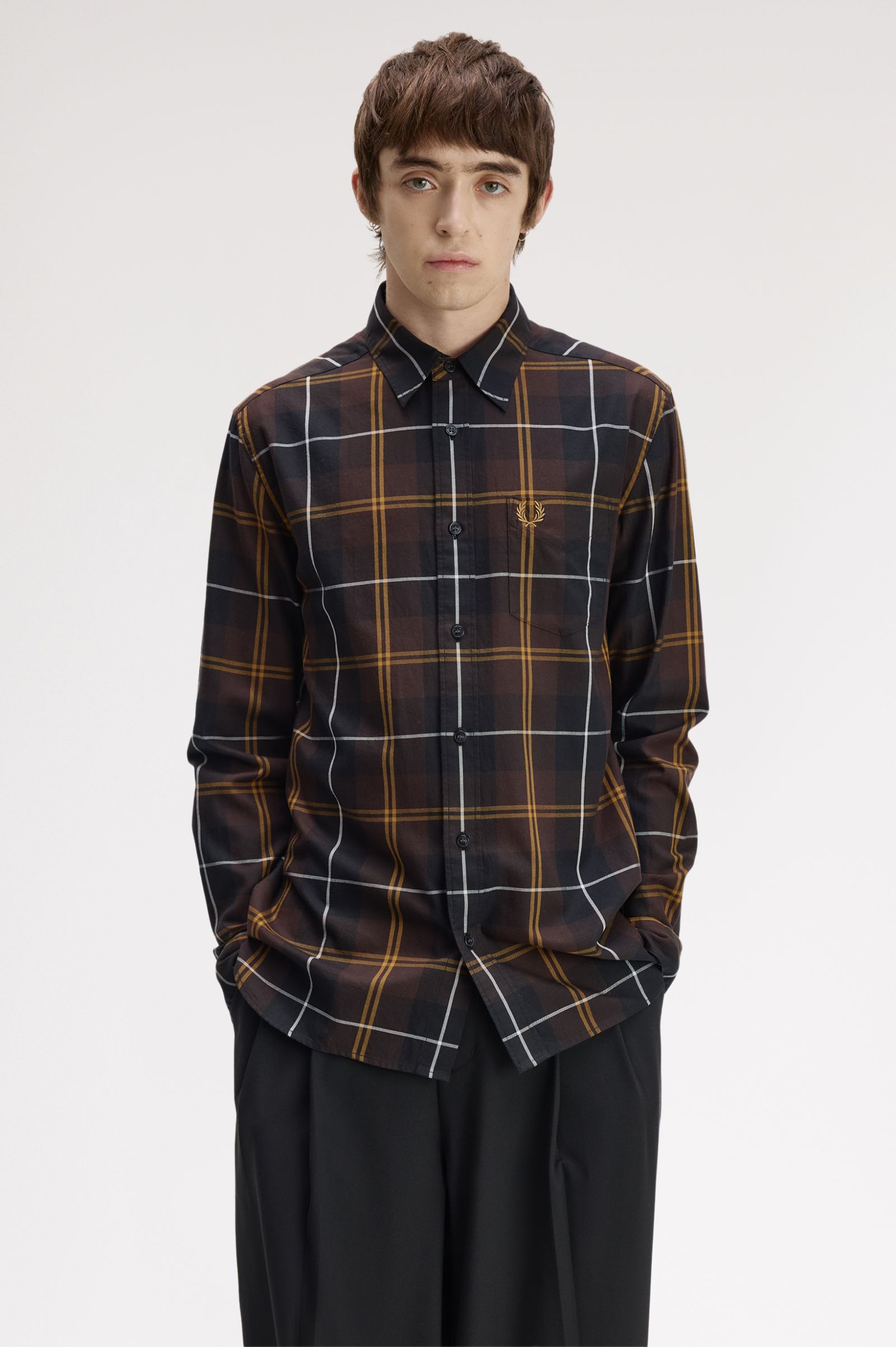 Fred Perry - Twill Tartan Shirt - Rich Brown - Image 2