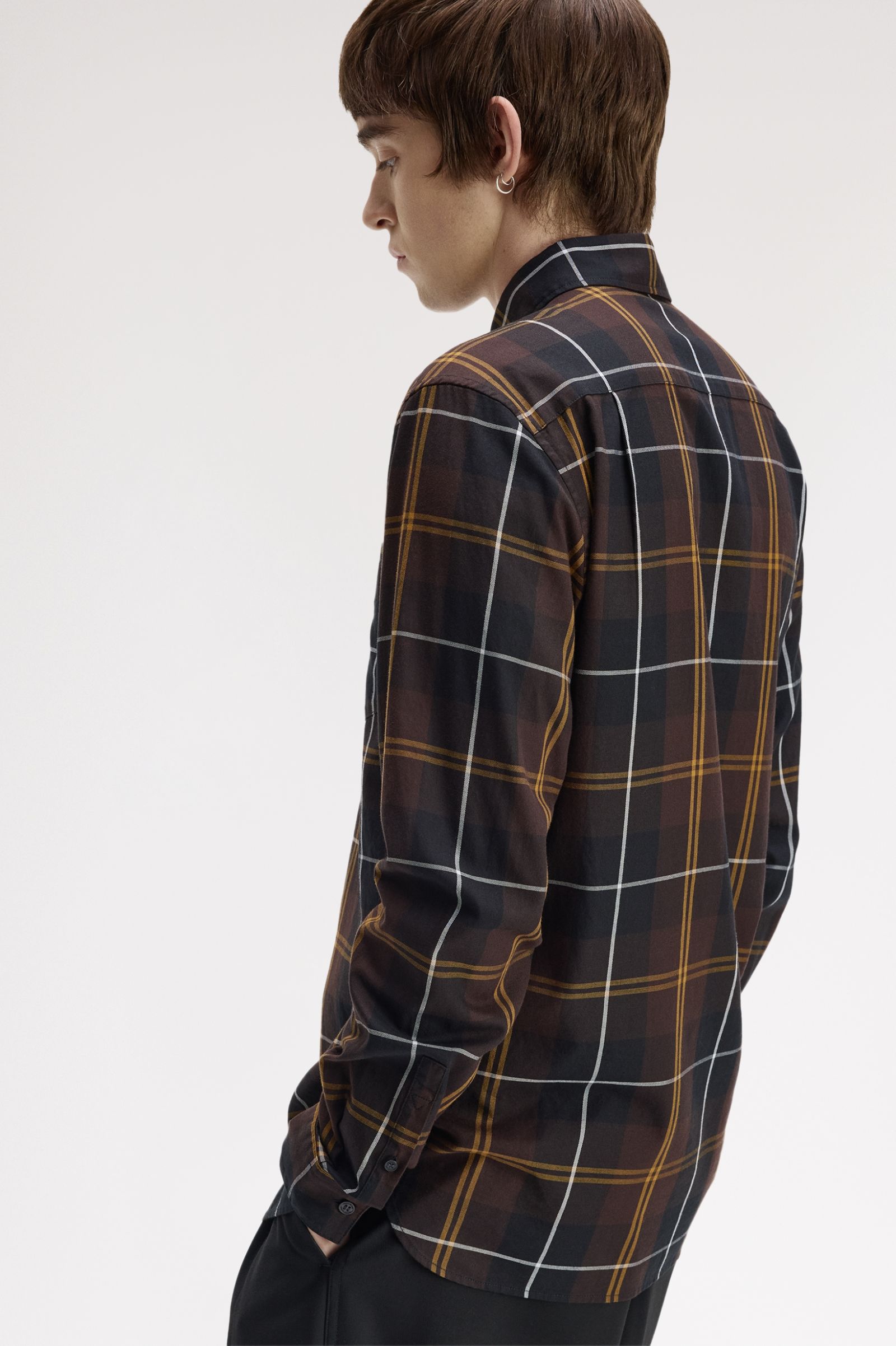 Fred Perry - Twill Tartan Shirt - Rich Brown - Image 3