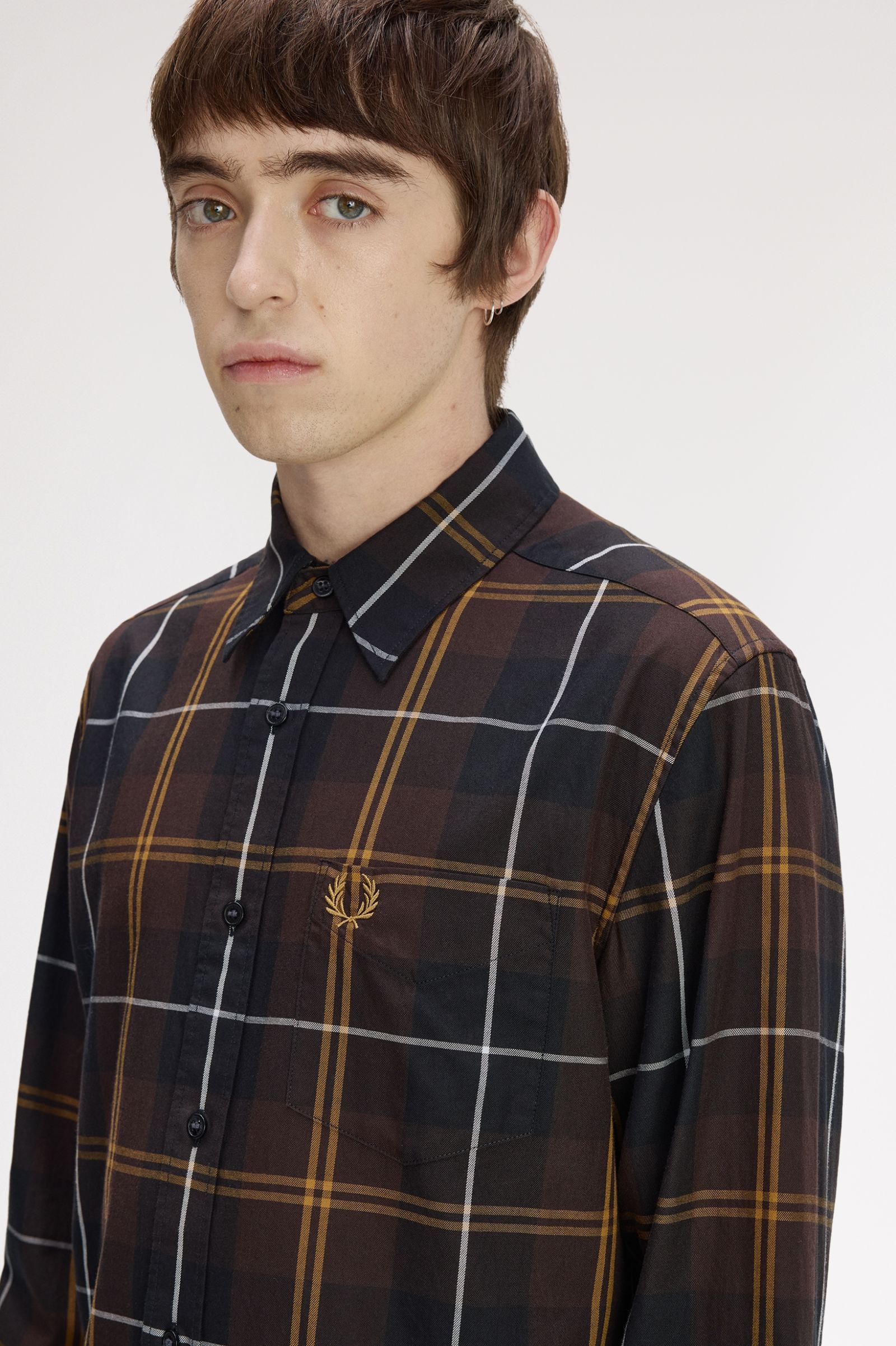 Fred Perry - Twill Tartan Shirt - Rich Brown - Image 4