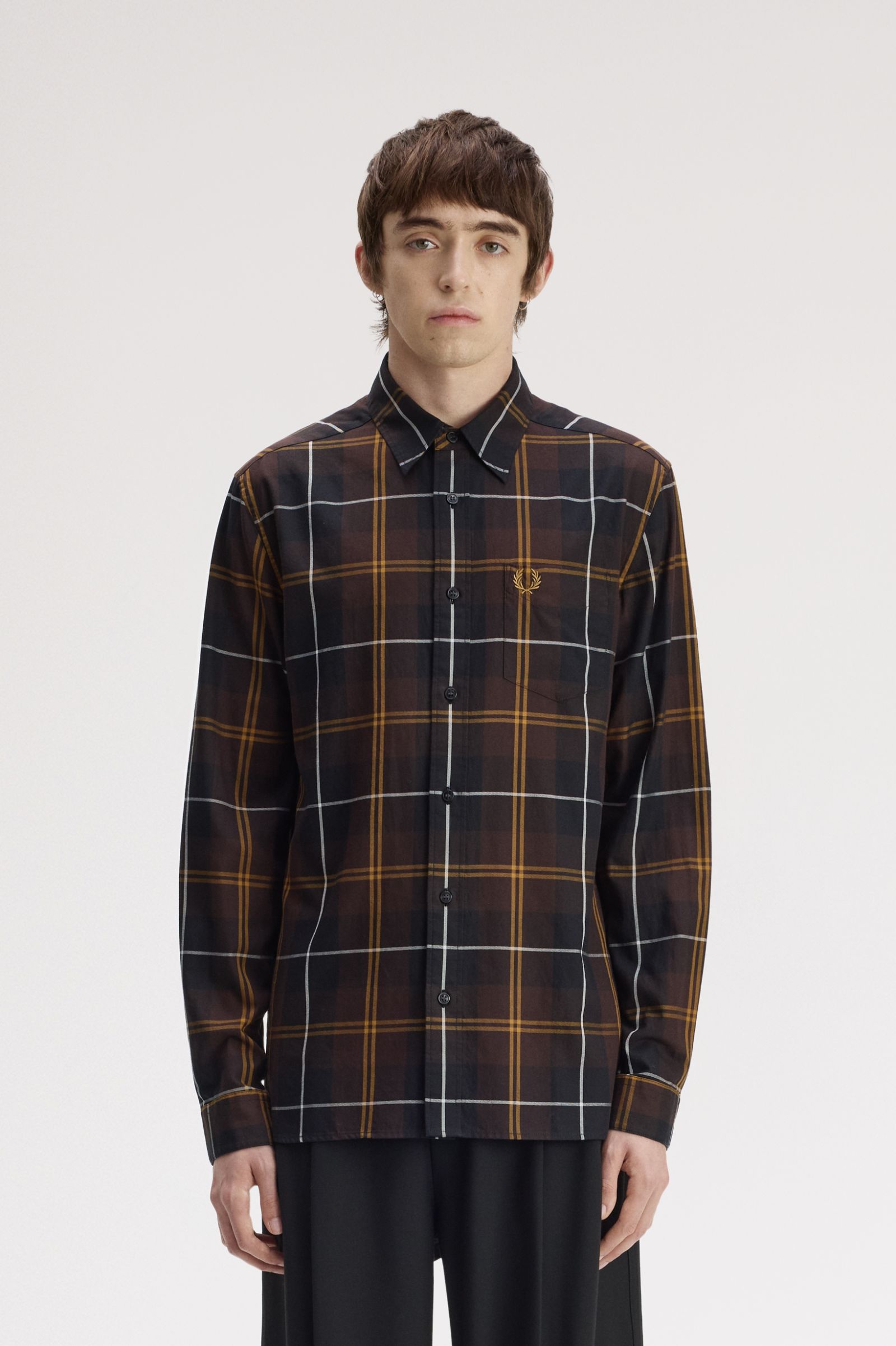 Fred Perry - Twill Tartan Shirt - Rich Brown - Image 7