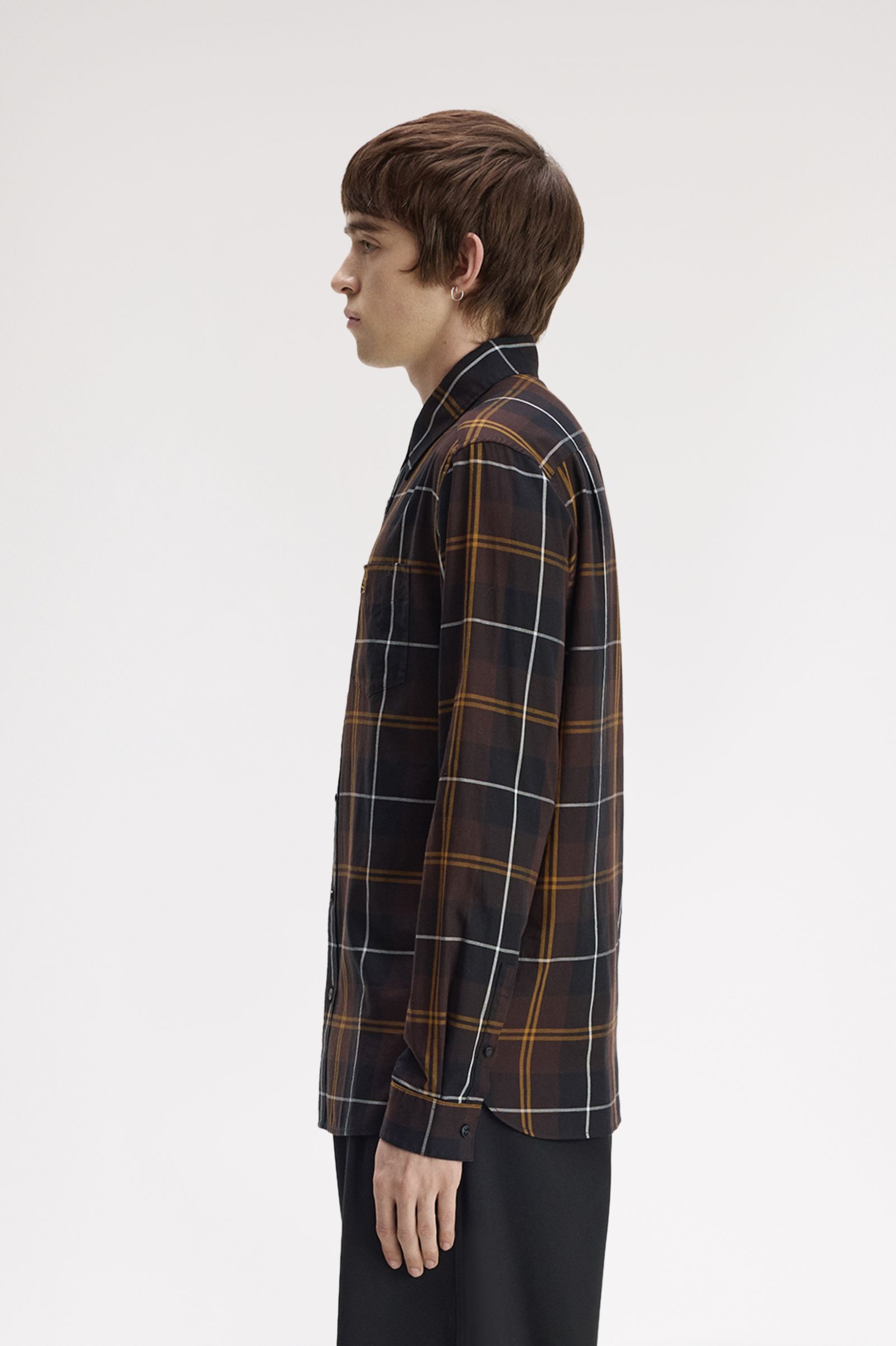 Fred Perry - Twill Tartan Shirt - Rich Brown - Image 6