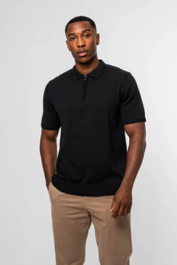 Valére Milano - Luxe Premium Short Sleeve Knit Polo - Black